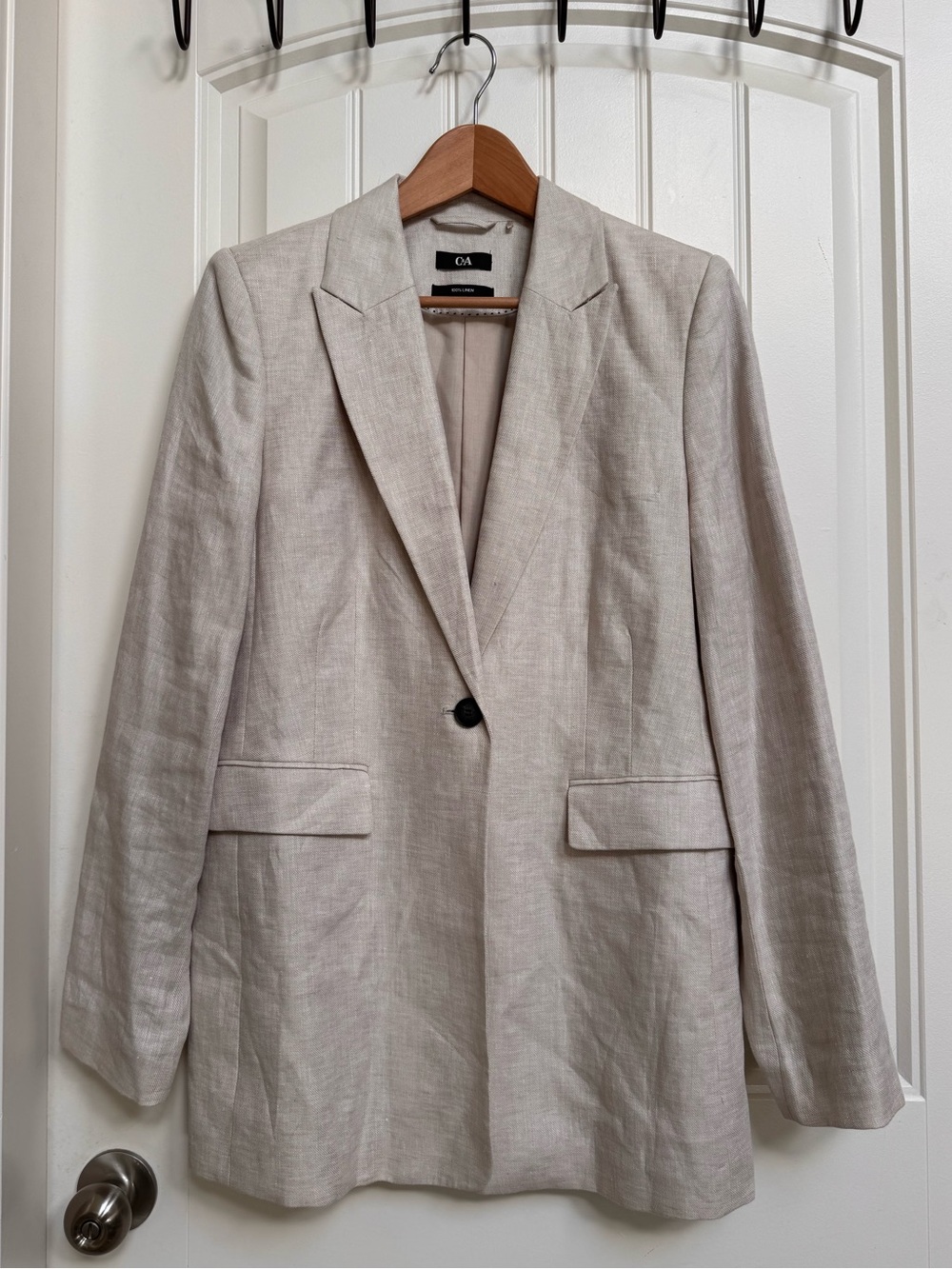 C&A Beige Linen Single Button Blazer. EU 40/US 8